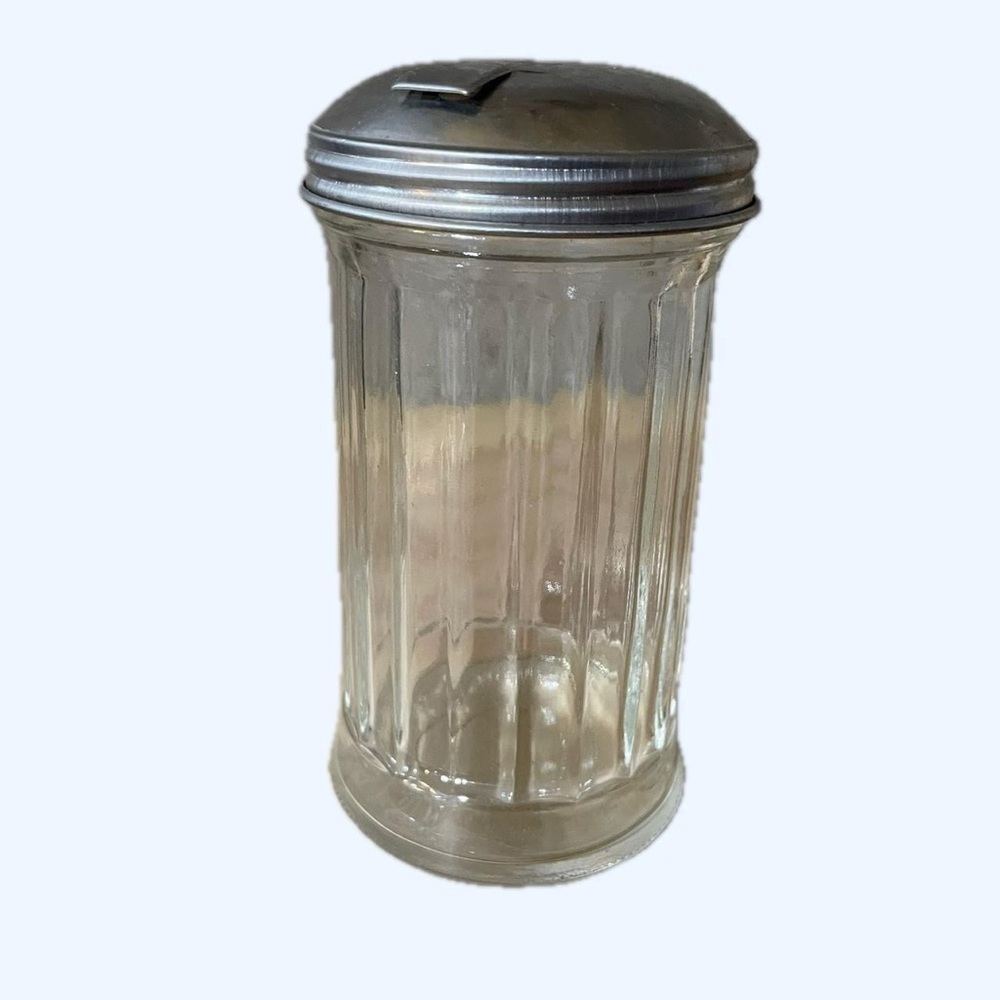 Vintage Kitchen - Fluted Coffee / Tea Sugar Dispenser With Aluminum Top